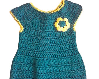 Vestido de margaritas sin mangas de crochet para niñas pequeñas, tallas 3T o 4T, hecho a pedido