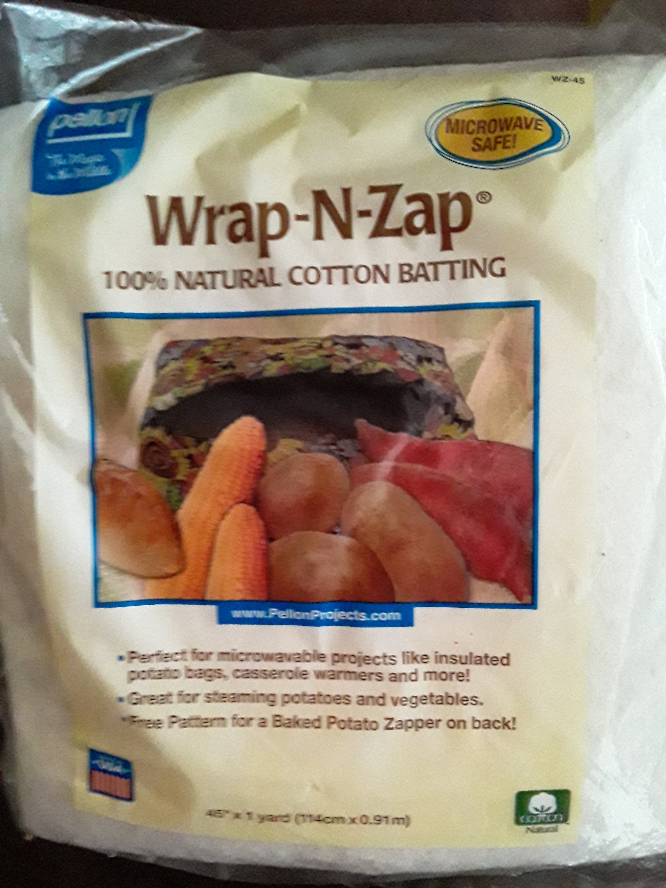 Wrap-N-Zap 100% natural cotton batting Microwavable 45 x 36 bowl