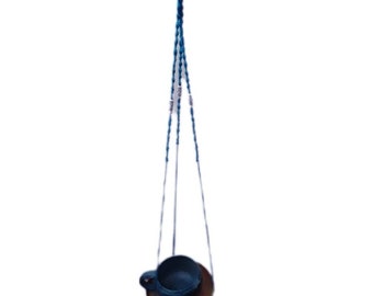 Beaded Ocean Blue Hanging Macreme Plant Holder