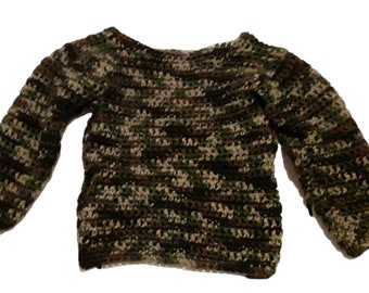 Crochet Baby Camouflage Sweater, Size US 24 Months