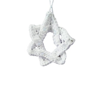 White Star of David Ornaments, Made to Order Crochet Ornament, Hannakuah Ornament, Intertwined Star of David Ornaments