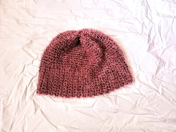 Plum Color Crochet Winter Hat, Womens Beanie Hat, Ready to Ship,