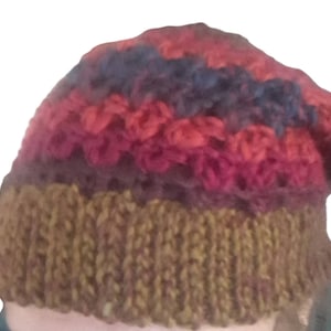 Hipster Hat, Crochet Slouchy Hat, Dralon and Wool Blend Yarn, Multicolored Slouchy Hat, Slouched Beanie, Unique Slouchy Hat