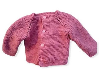 Rose Pink Baby Girl Button Up Knit Sweater, US Size 24 Month Knit Sweater, Pink Baby Sweater, Button Up Sweater, 24M Size Sweater