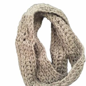Grey Brown Wool Blend Infinity Scarf, Brownish Gray Scarf, Crochet Scarf, Wool Scarf, Infinity Scarf, Unisex Infinity Scarf