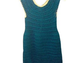 Vestido de crochet sin mangas con botones en talla 3T o 4T, hecho a pedido