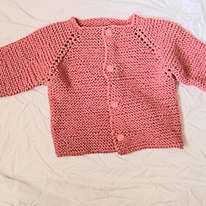 Rose Pink Baby Girl Button Up Knit Sweater, US Size 24 Month Knit Sweater, Pink Baby Sweater, Button Up Sweater, 24M Size Sweater