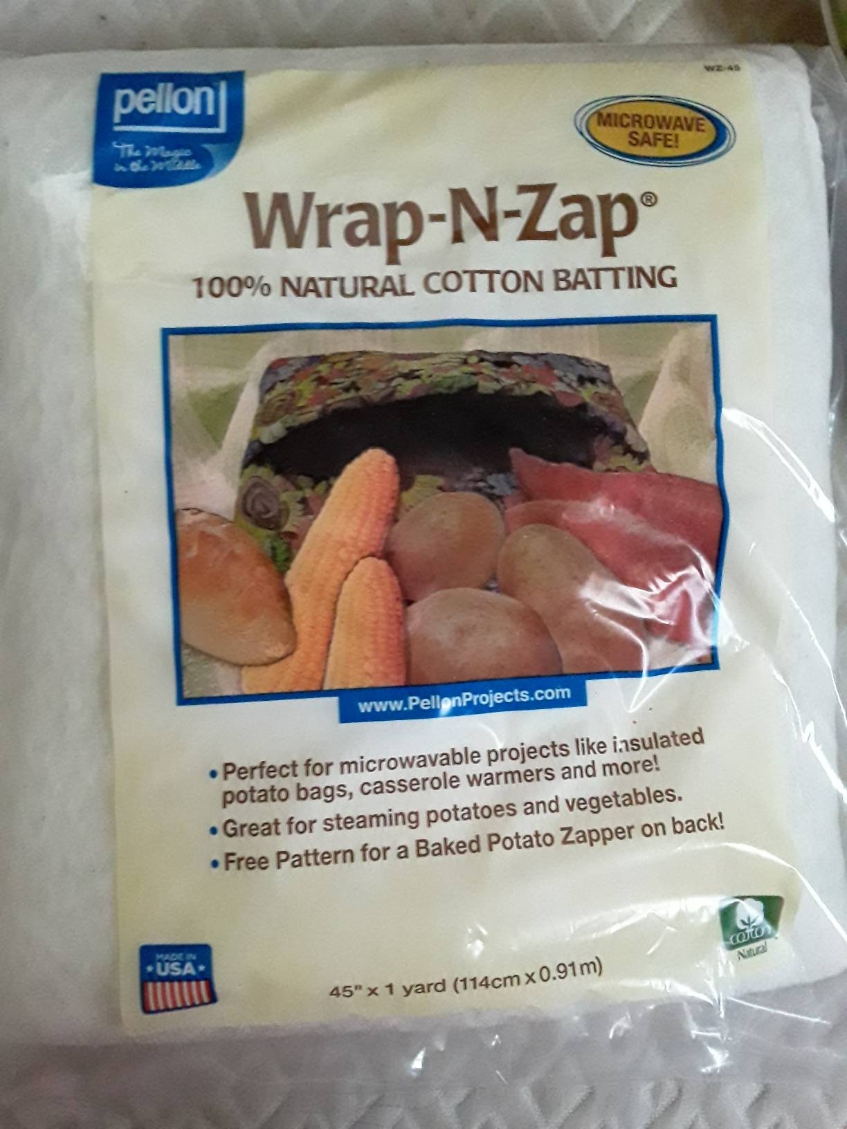 Natural Cotton Wrap-n-zap Batting in a Package, Pellon 