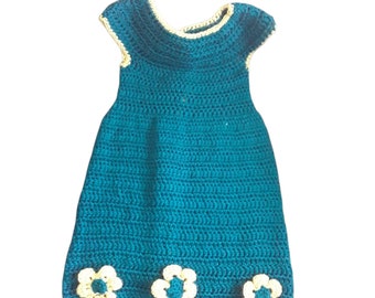 Toddler Size Sleeveless Daisy Crochet Dress, Sizes 3T or 4T, Made to Order