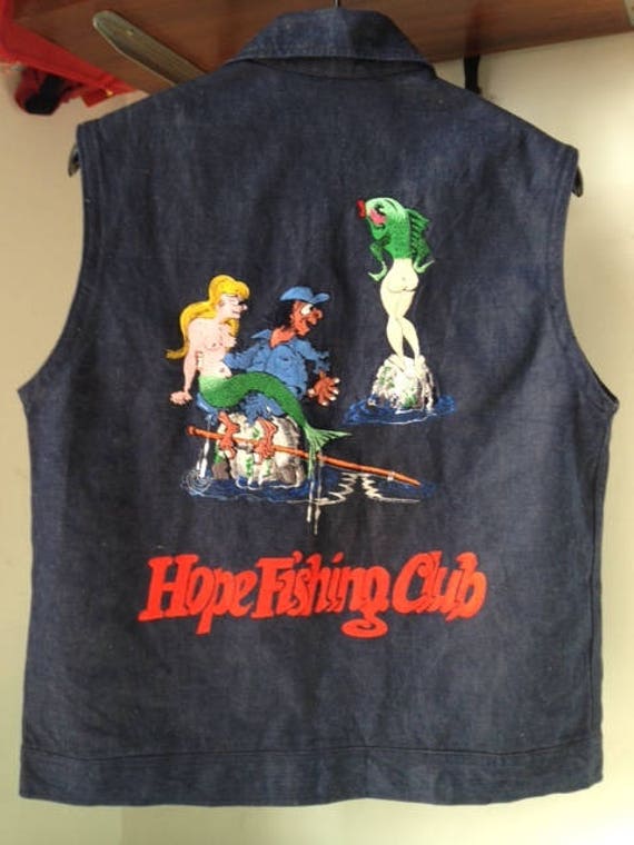 Vintage HOPE FISHING CLUB selvedge denim embroider