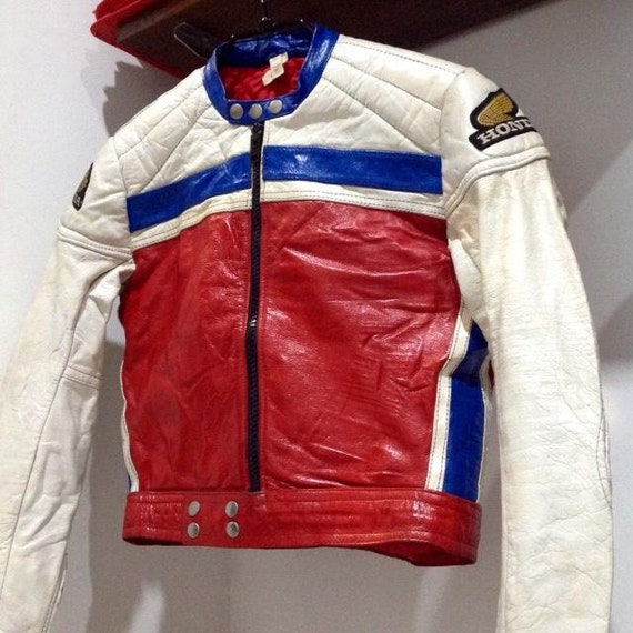 Vintage 80s Official Honda Made In England Biker Leather Image 0