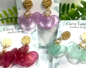 Translucent Petal Acrylic Earrings | Gold Stud Earrings | Statement Earrings | Womens Jewellery | Earrings | Fashion Earrings