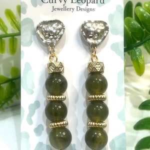 Oliv und Gold Acryl Ohrringe | Glas Ohrringe | Ohrringe | Statement Ohrringe | Damen Schmuck | Ohrringe | Mode Ohrringe