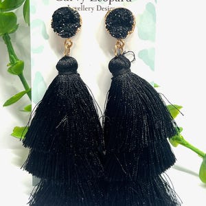 Black Tassel Earrings | Tassel Earrings | Statement Earrings | Womens Jewellery | Earrings | Fashion Earrings