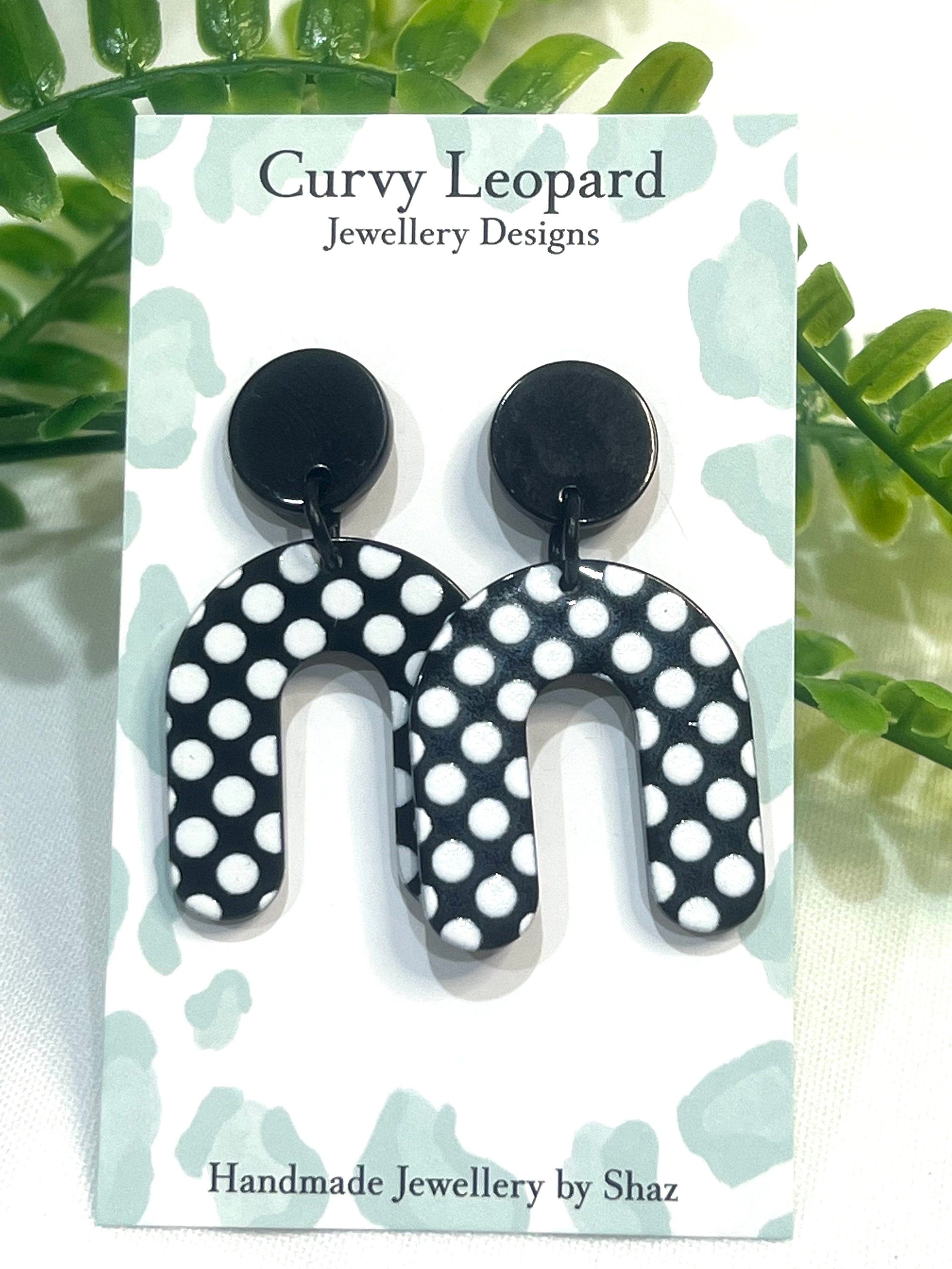 Black and White Dot Earrings | Drop Earrings | Acrylic Arch Earrings | Jewellery | Dangle Earrings | Stud Earrings | Statement Earring