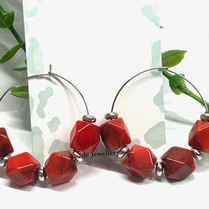 Red Cube Hoop Acrylic Earrings | Red Earrings | Statement Earrings | Womens Jewellery | Earrings | Fashion Earrings