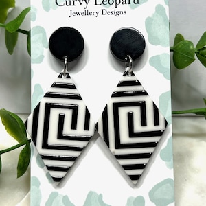 Schwarz & Weiß Acryl Ohrringe | Ohrringe | Statement Ohrringe | Damen Schmuck | Damen Ohrringe | Mode Ohrringe