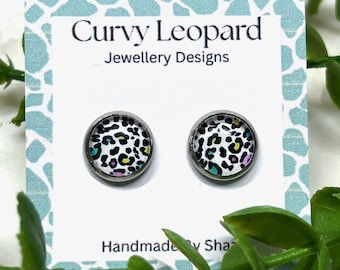 12mm Animal Print Stud Earrings – Hypoallergenic Stainless Steel