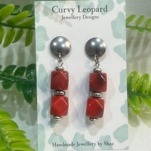 Red Cube Acrylic Earrings | Red Earrings | Statement Earrings | Womens Jewellery | Earrings | Fashion Earrings