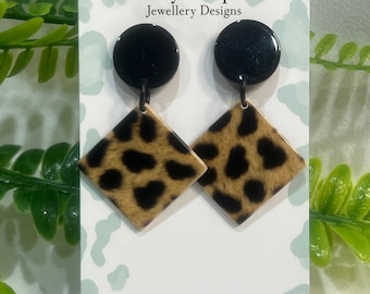 Leopard Print Acrylic Earrings | Dangle Earrings | Statement Earrings | Womens Jewellery | Earrings | Fashion Earrings