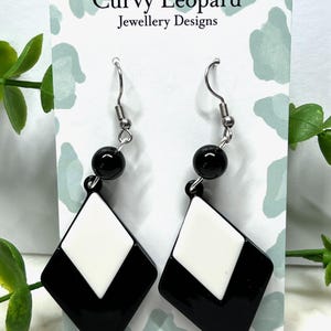 Schwarz & Weiß Acryl Ohrringe | Ohrringe | Statement Ohrringe | Damen Schmuck | Damen Ohrringe | Mode Ohrringe