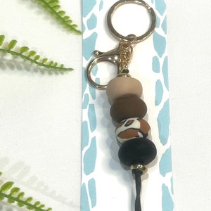 Beaded Key Chain | Bag Charm | Key Ring | Teachers Gift | Polymer Clay Keyring | Key Chain | Gift | Leopard Print Key Ring | Key Charm