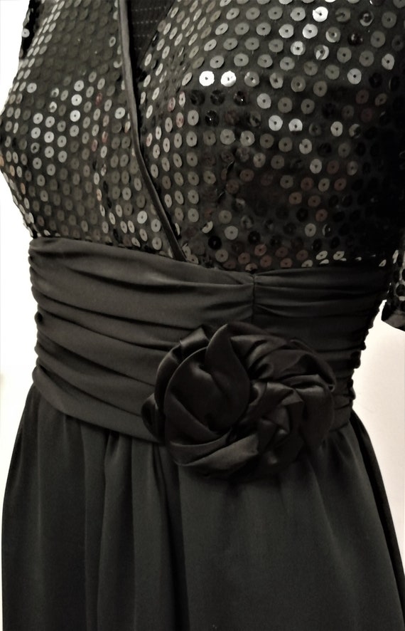 Original 1940s 40s Vintage Black Rose, sequined ch