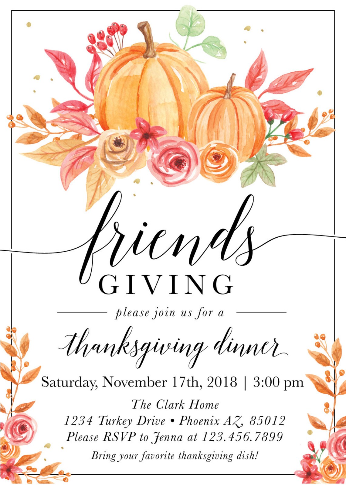 Friendsgiving Invitation Friendsgiving Party Invitation - Etsy