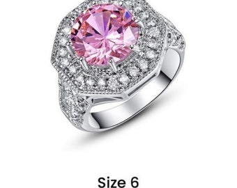 Silver Pink Topaz Ring 6