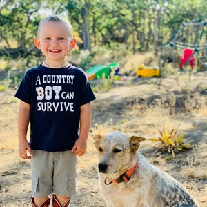 Country Boy Can Survive Shirt | Cute Toddler Baby Clothes & Boys&#39; T-Shirt for Little Ones