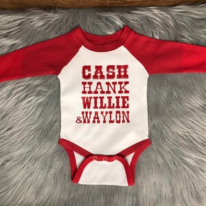 Johnny Cash Shirt Country Baby Clothes Baby Clothes Johnny Cash Onesie Hippie Baby Country Baby Shirt White/Red