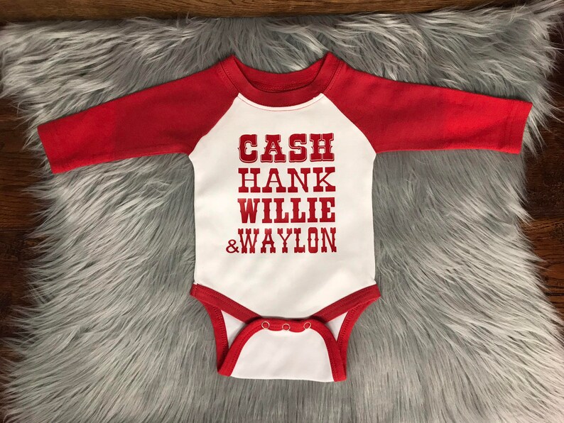 Johnny Cash Shirt Country Baby Clothes Baby Clothes Johnny Cash Onesie Hippie Baby Country Baby Shirt White/Red