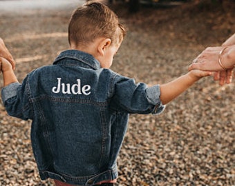Personalized Denim Jacket for Toddler and Baby, Custom Monogrammed Infant Jean Jacket, Youth Kids Jean Coat, Flower Girl Jacket