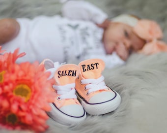 Zapatillas Converse bordadas para bebé, zapatos personalizados para niños pequeños, zapatos para damitas de honor.
