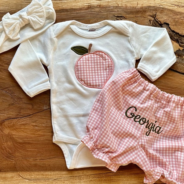 Sweet Peach Baby Outfit | Georgia Peach Baby Outfit | Peach Outfit | Girl Peach Outfit | Baby Girl Coming Home Outfit | Baby Peach Outfit