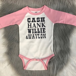 Johnny Cash Shirt Country Baby Clothes Baby Clothes Johnny Cash Onesie Hippie Baby Country Baby Shirt White/Pnk Grey Vinyl
