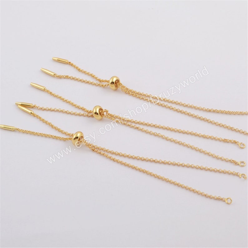 Wholesale Gold Plated 1mm Thin Connector Chain Adjustable Bracelet Finding With slider clasp Open Jump Rings DIY Making Jewelry PJ290
