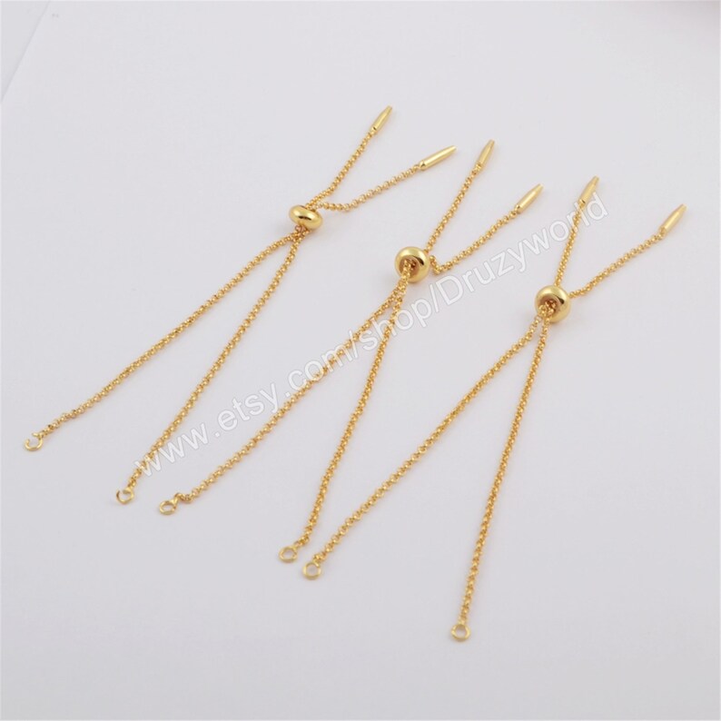Wholesale Gold Plated 1mm Thin Connector Chain Adjustable Bracelet Finding With slider clasp Open Jump Rings DIY Making Jewelry PJ290