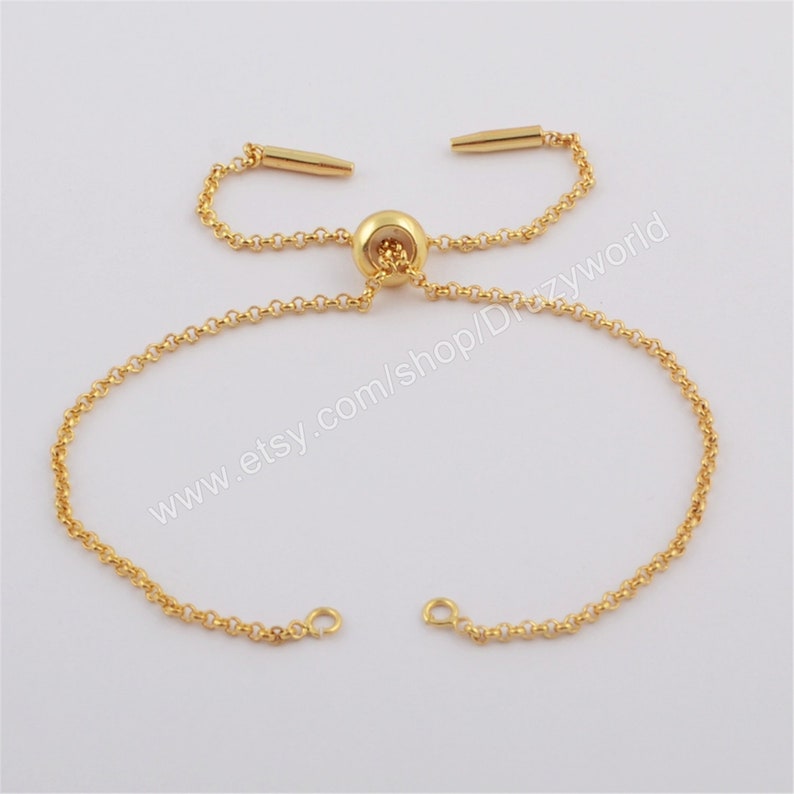 Wholesale Gold Plated 1mm Thin Connector Chain Adjustable Bracelet Finding With slider clasp Open Jump Rings DIY Making Jewelry PJ290