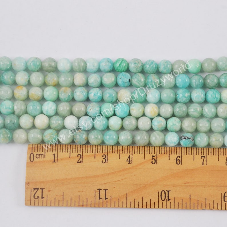 Natural Amazonite Loose Beads 6mm Round Ball Shape Drilled Natural Amazon Stone Spacer Bead Handmade Polish For Jewelry Making 1 Strand A
