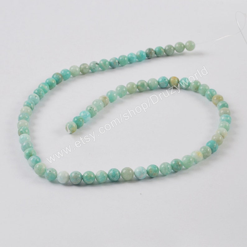 Natural Amazonite Loose Beads 6mm Round Ball Shape Drilled Natural Amazon Stone Spacer Bead Handmade Polish For Jewelry Making 1 Strand A