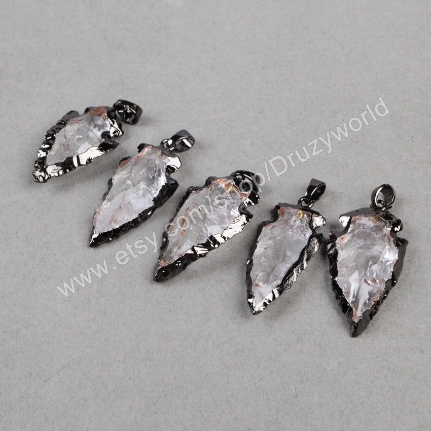 Wholesale Rough Natural White Quartz Arrowhead Pendant Bead In | Etsy