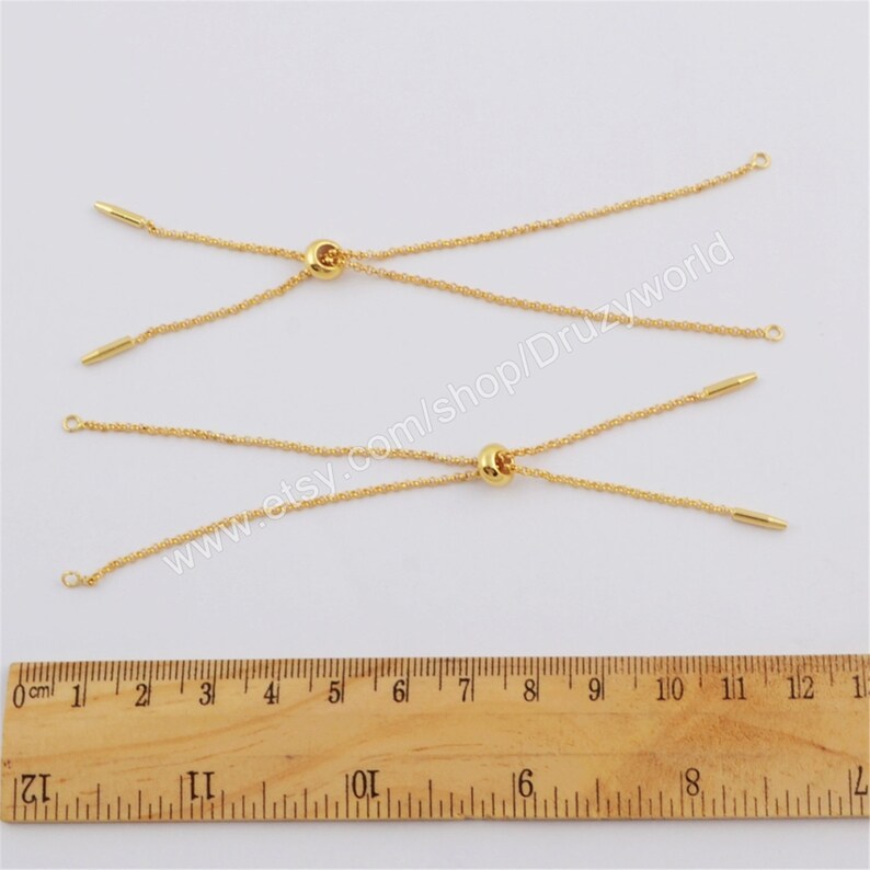 Wholesale Gold Plated 1mm Thin Connector Chain Adjustable Bracelet Finding With slider clasp Open Jump Rings DIY Making Jewelry PJ290