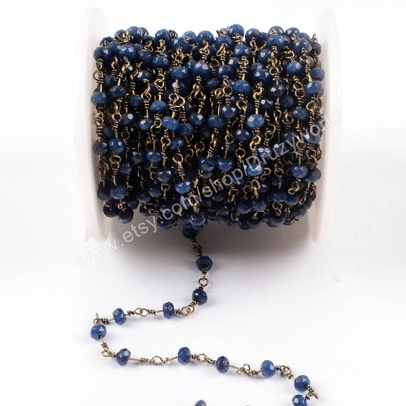 Wholesale Gold Plated Brass Wire Wrapped Dark Blue Chalcedony Etsy