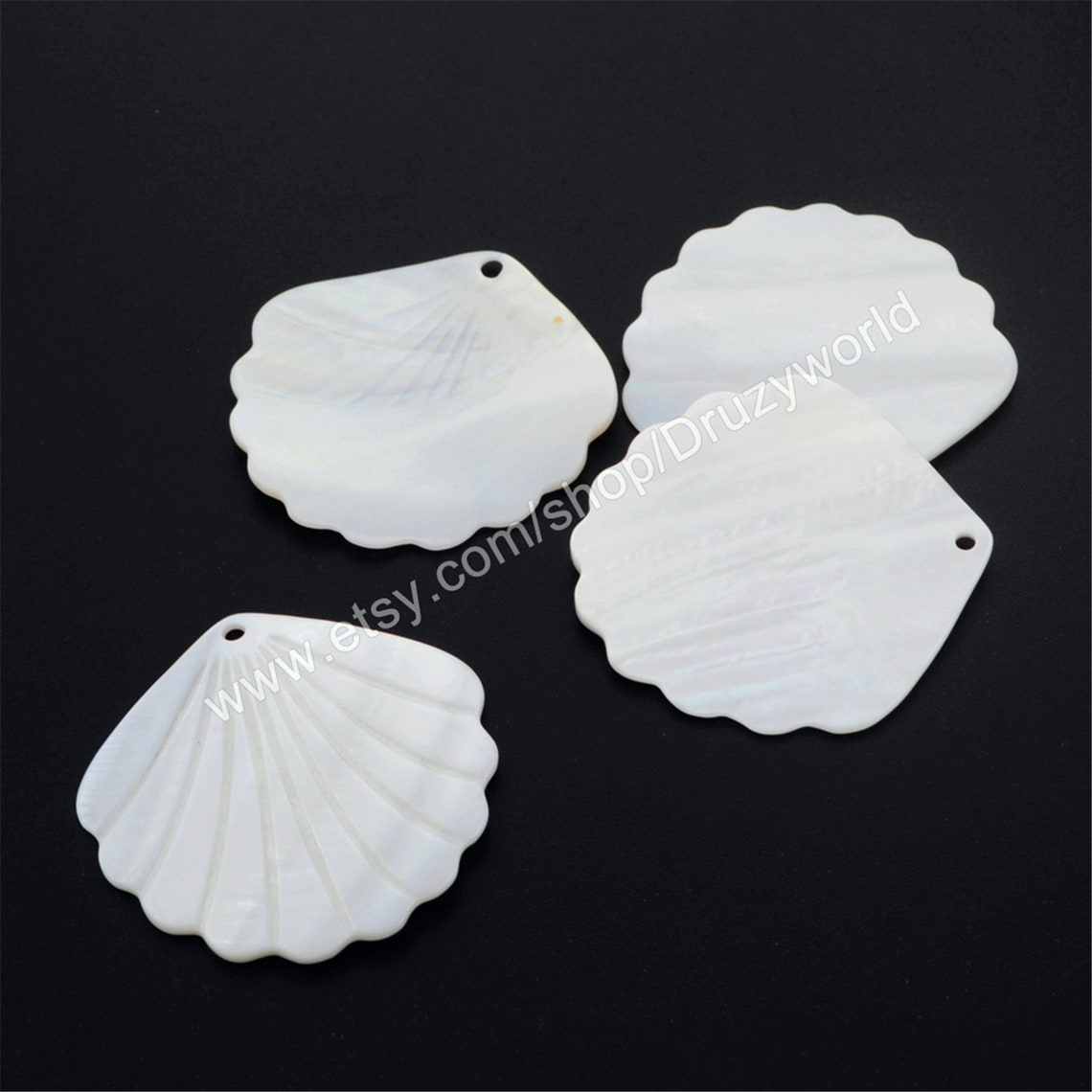 10 pcs Scallop Fan Shape Natural White Shell Pendant Fan Etsy