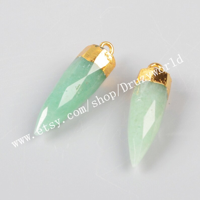 Wholesale Gold Plated Cap Natural Green Heart Gold Plated Natural Gemstone