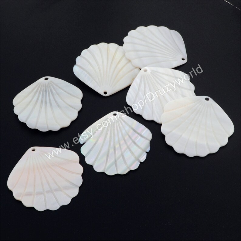 10 pcs Scallop Fan Shape Natural White Shell Pendant Fan Etsy