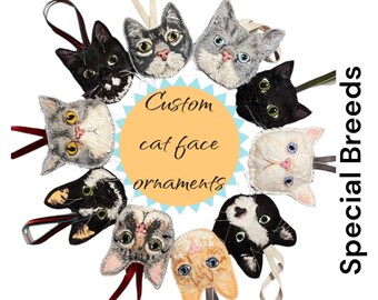 Gepersonaliseerd ornament kattengezicht • Aangepast vilten huisdiermonument