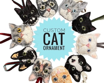 Gepersonaliseerd kattenornament • Kerstcadeau met kattengezicht van wolvilt