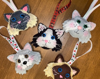 Gepersonaliseerde kerstornament kat • Wolvilt, cadeau kattenliefhebber